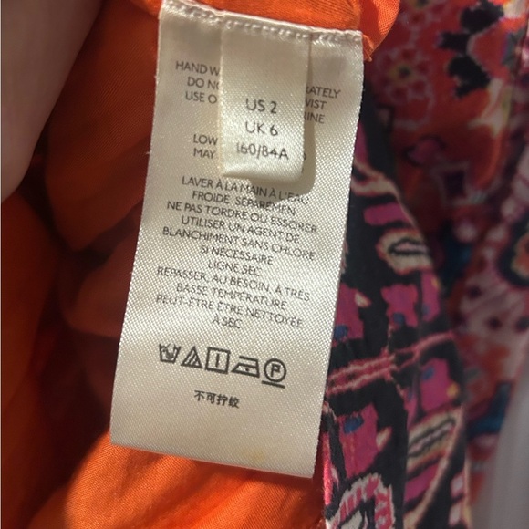 Anthropologie Orange and Red Puff Sleeve Maxi Dress Size 2 Boho - Picture 6 of 10